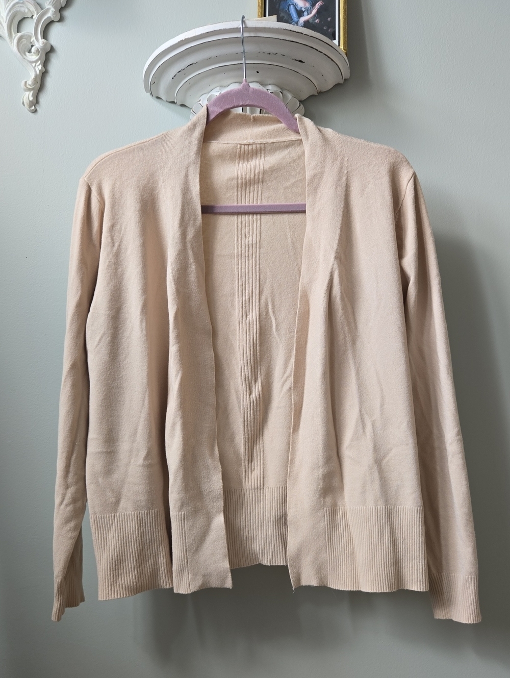 Women’s Open-Front Beige Cardigan With Buttons Up The Back